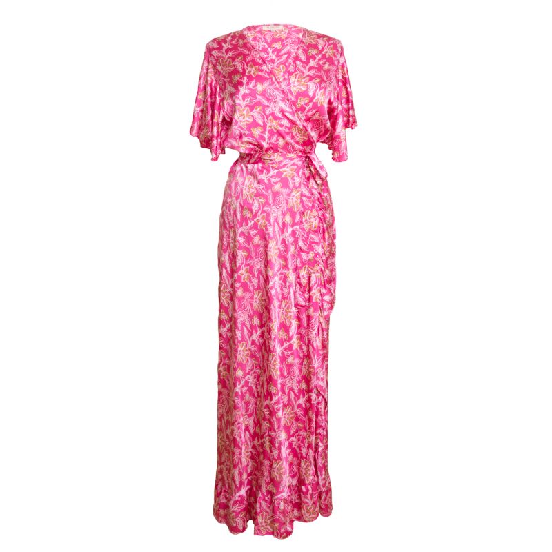 Fanciful Short Sleeve Wrap Dress – Silk - Orchid Pink image