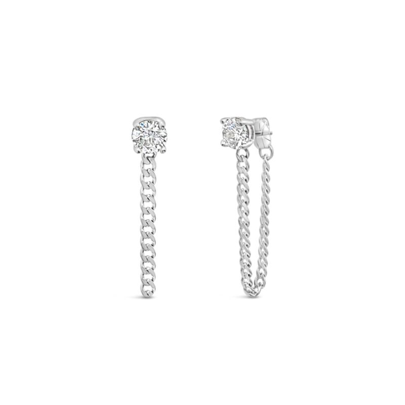 Fancy Curb Earring With Cz-White image