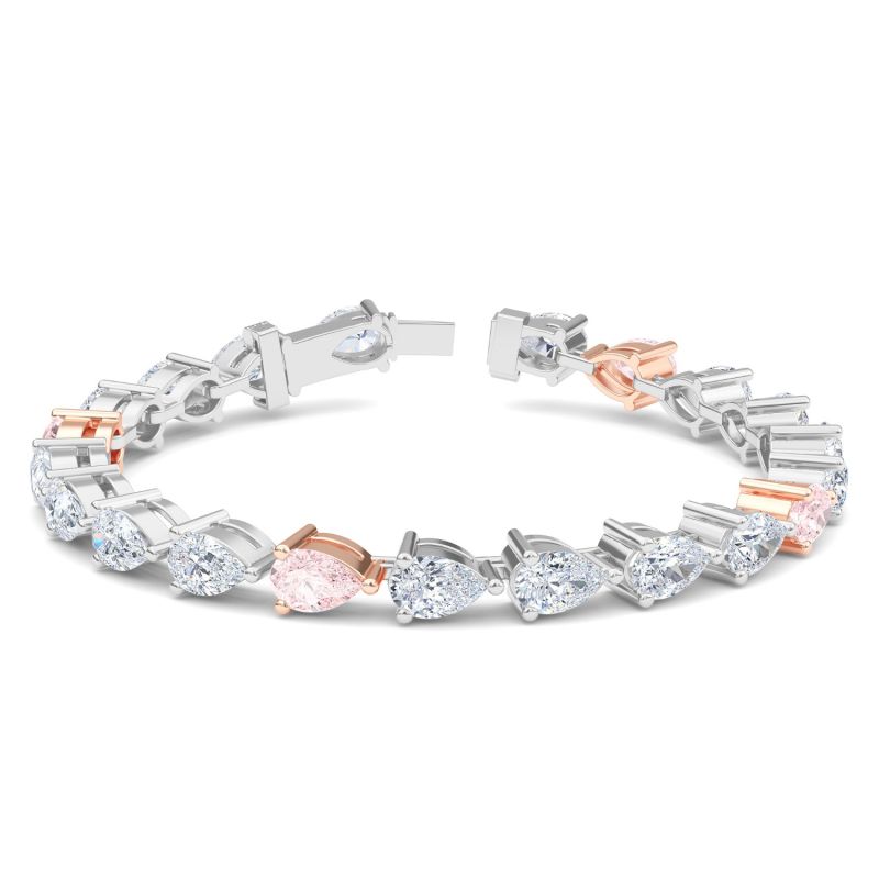 Fancy Vivid Pink Diamond Pear Tennis Bracelet image