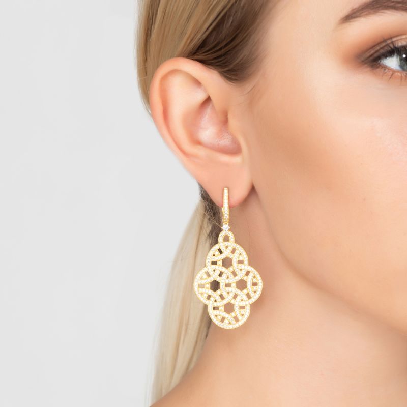 Celtic Knot Aoife Drop Earrings Gold image