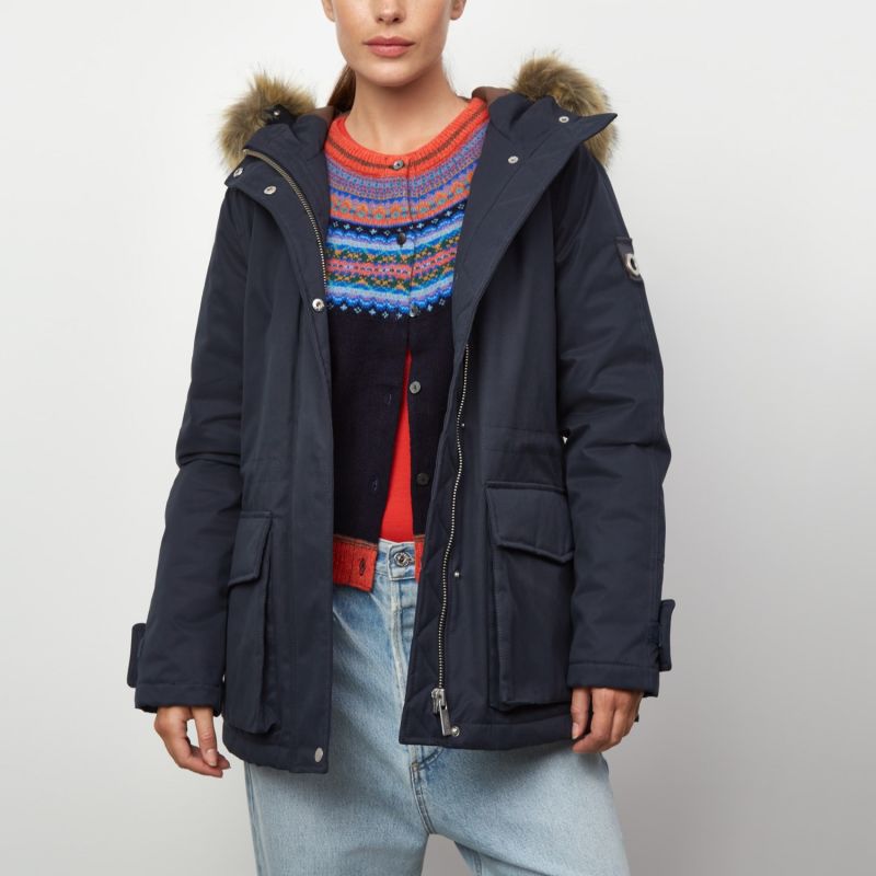 Farringdon Faux Fur Parka - Navy Blue image