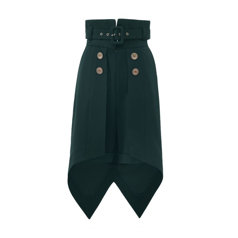 Fashion Shorts With Skirt Overlay Dark Green image
