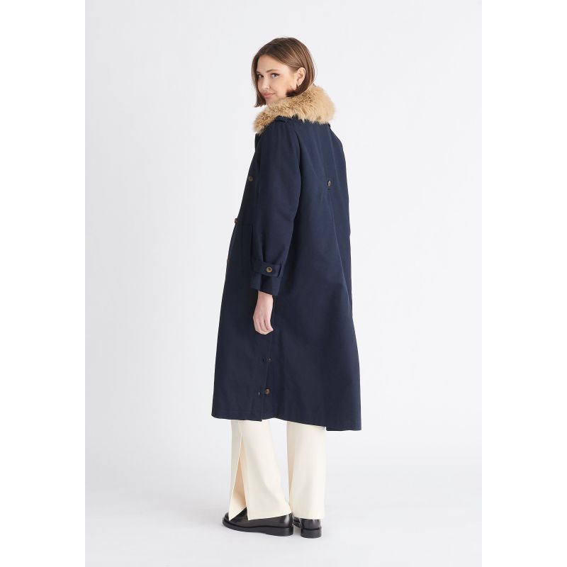 2040226 Anthracite Faux Fur Collar Coat main image 1
