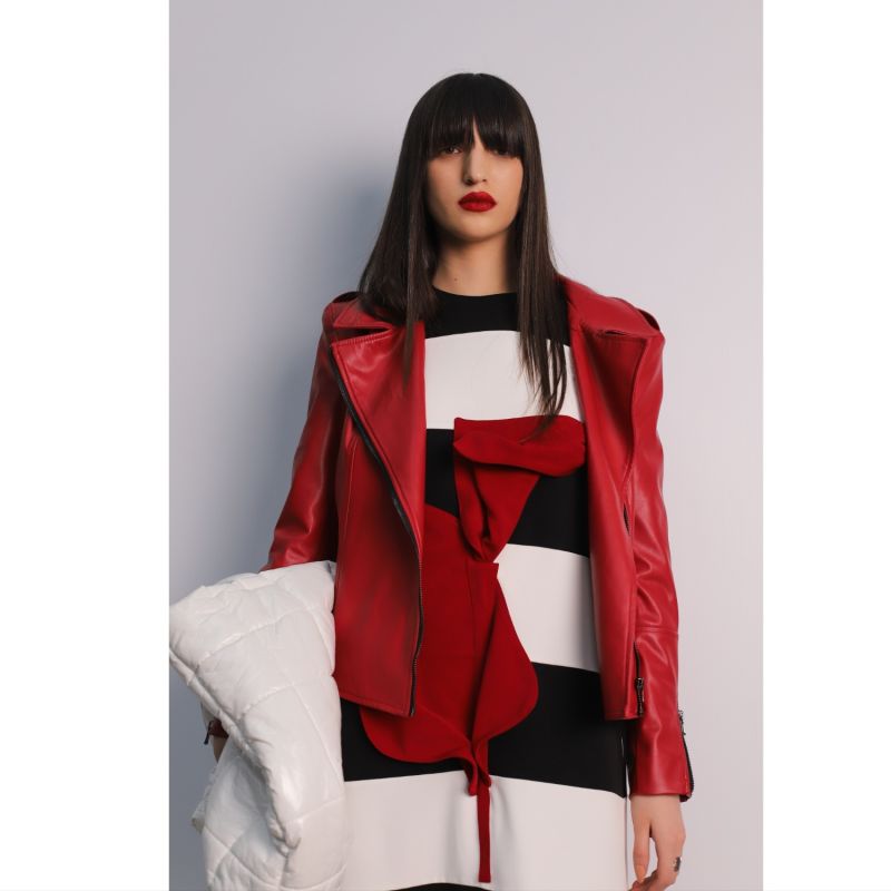 Faux Leather Jacket With Shoulder Pads Red Julia Allert Wolf & Badger