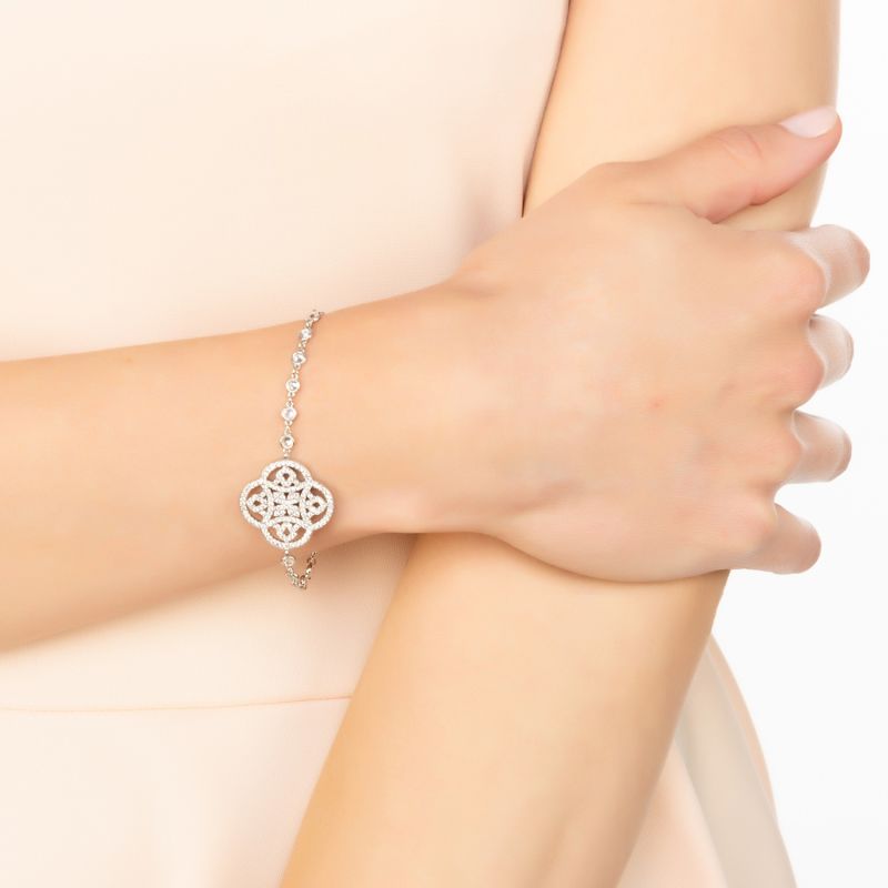 Celtic Knot Clover Tennis Bracelet Silver image