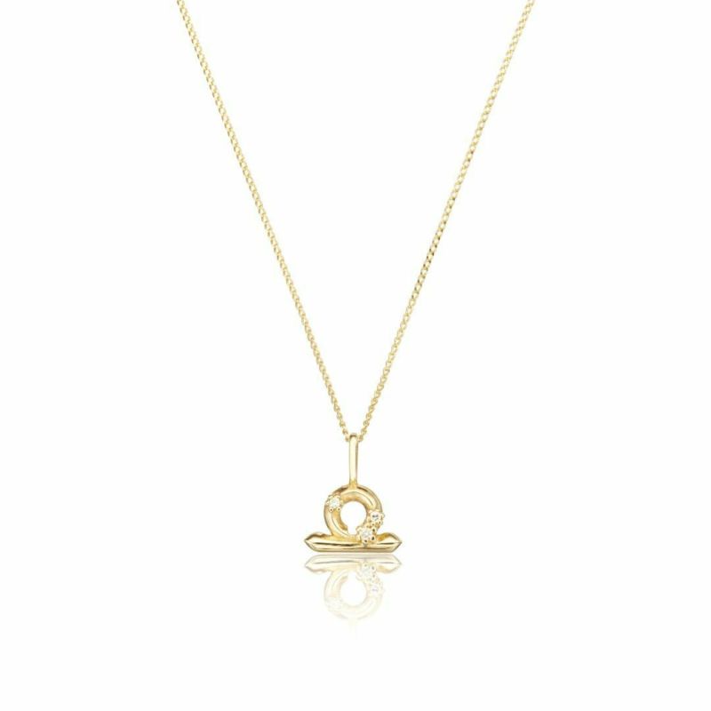 Solid Gold Genuine Diamond Zodiac Necklace image