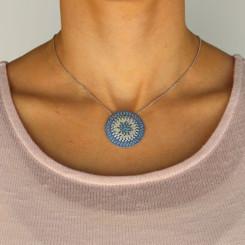 Flat Turquoise Disc Necklace image