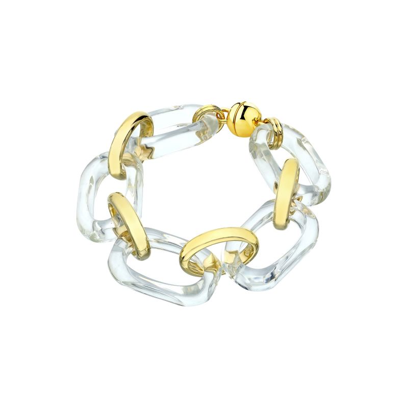 Clear And Gold Rectangle Lucite Bracelet image