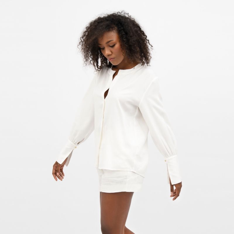 Cap Ferret Tencel Long Sleeves Shirt In Porcelain White image