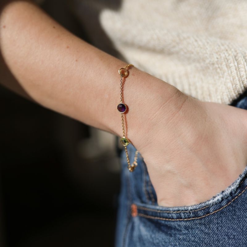 Chennai Multi Gemstone & Gold Vermeil Bracelet image