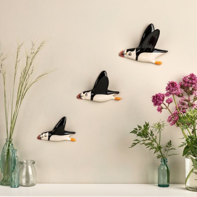 Wall Mounted Puffin Flying Trio image