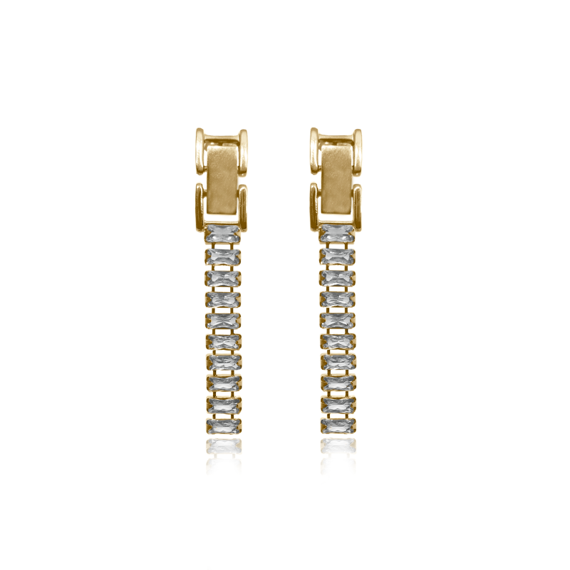 Laena Baguette Gold Zircon Earrings image