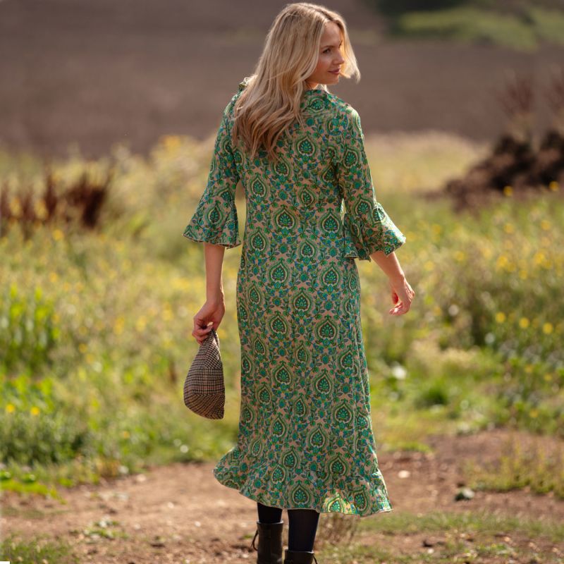 Felicity Midi Dress In Green Paisley image