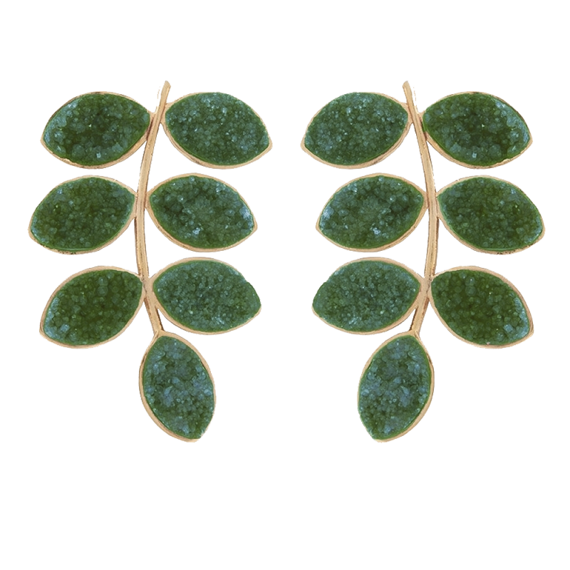 Green Lavani Leaf Earrings image