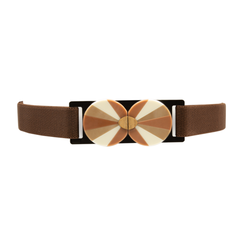 Stretch Belt With Acrylic Buckle - Brown image