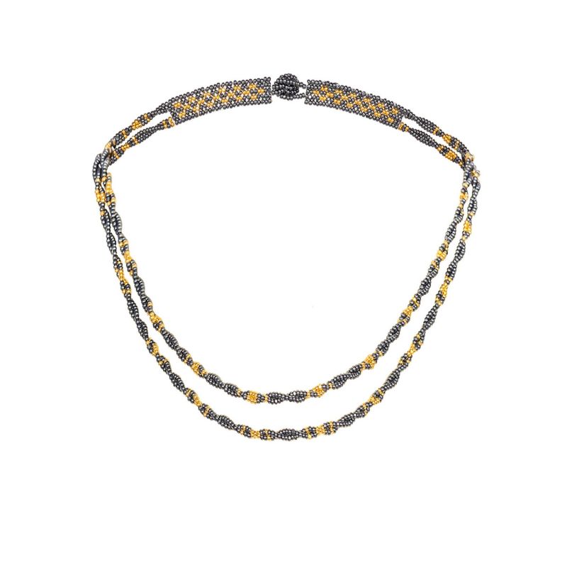 Double Dorsal Necklace - Metallic Gray, Gold image