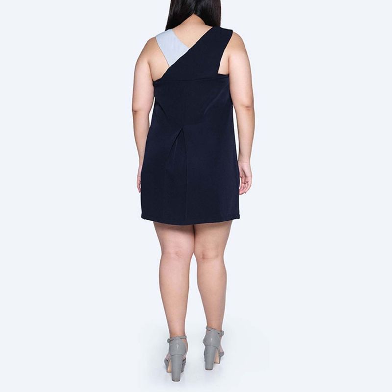 Vea Contrast Colour Panel Dress In Poseidon Blue image