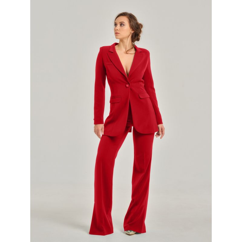 Fierce Red Flared High-Waist Trousers image