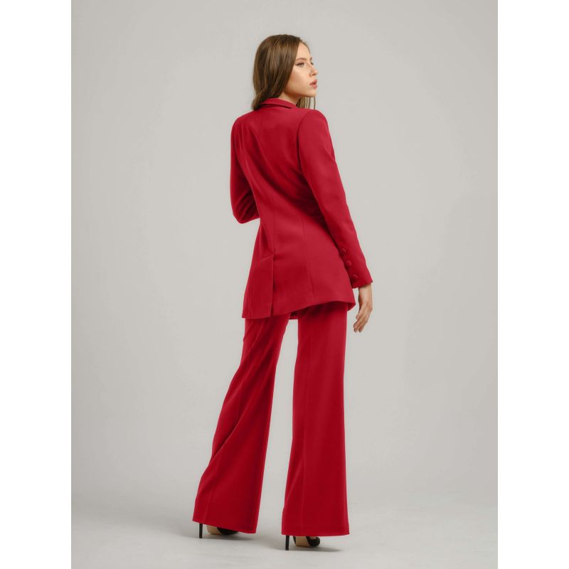 Fierce Red Flared High-Waist Trousers image