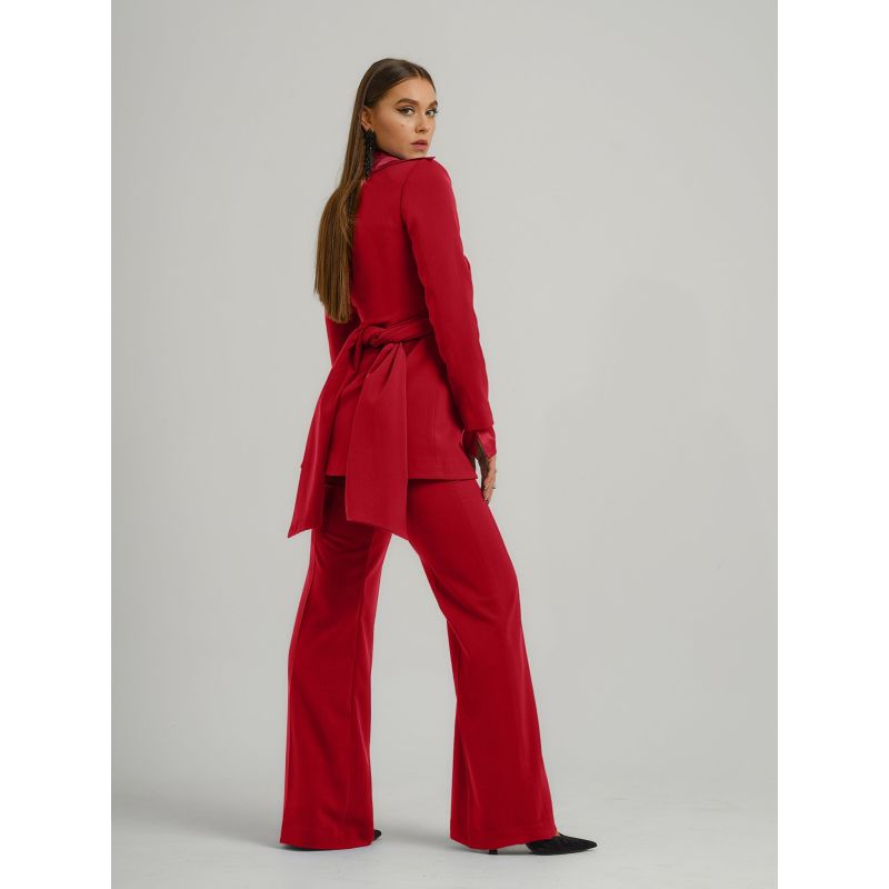 Fierce Red Flared High-Waist Trousers image