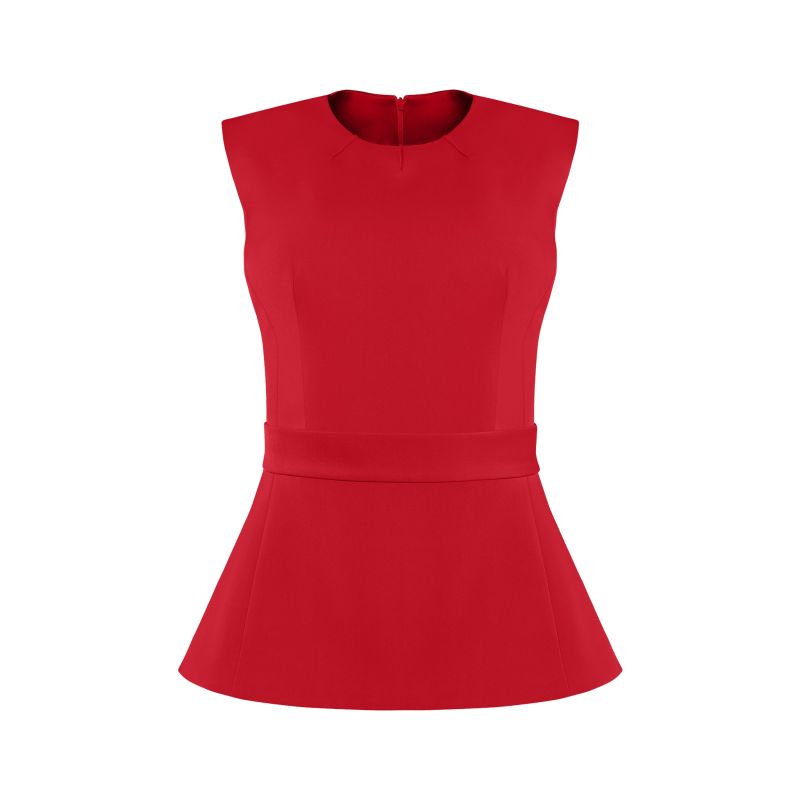 Fierce Red Sleeveless Waist-Fitted Top image