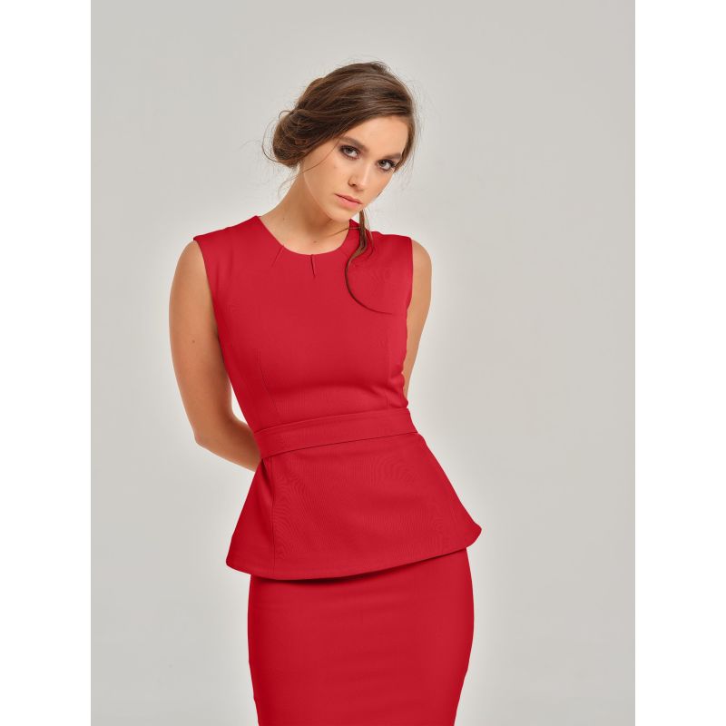 Fierce Red Sleeveless Waist-Fitted Top image