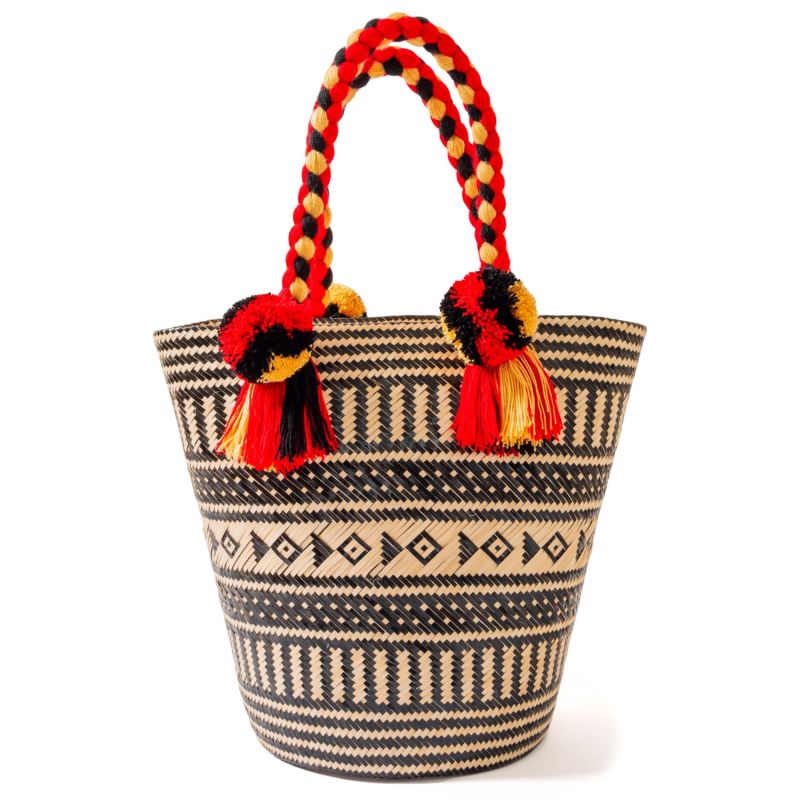 Premium Black Summer Woven Straw Basket Bag image