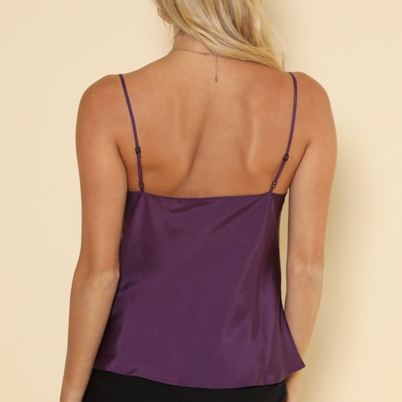 Elle - Violet Organic Peace Silk Top With Thin Straps image