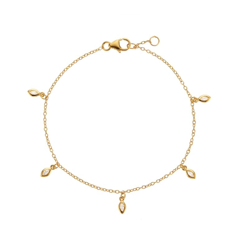 Gold Diamond Style Marquise Drop Bracelet image