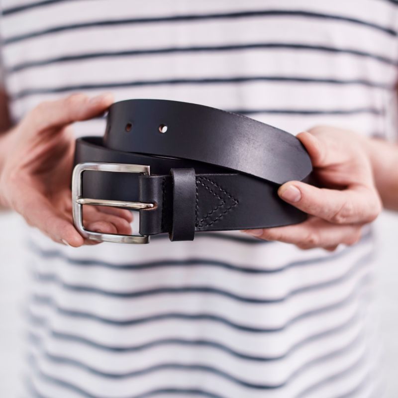 Handmade Black Leather Belt image