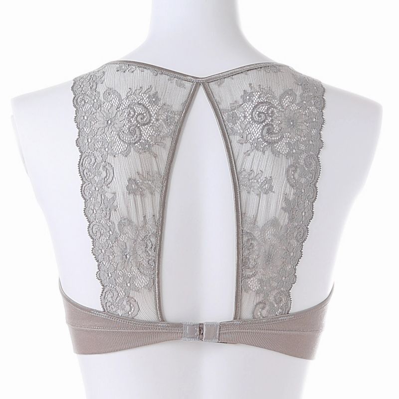 Filoscozia Cotton Bralette With Levers Lace, Ash Gray image