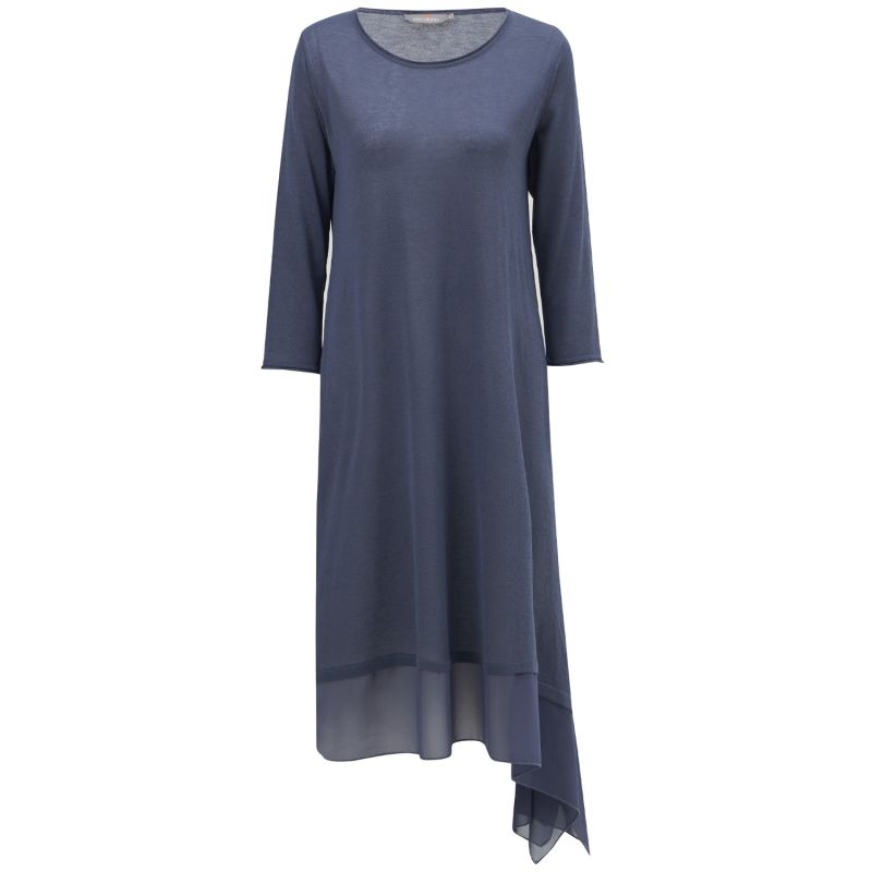 Fine Chiffon Hem Summer Knit Dress - Blue Grey image