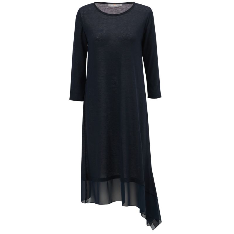 Fine Chiffon Hem Summer Knit Dress - Navy image