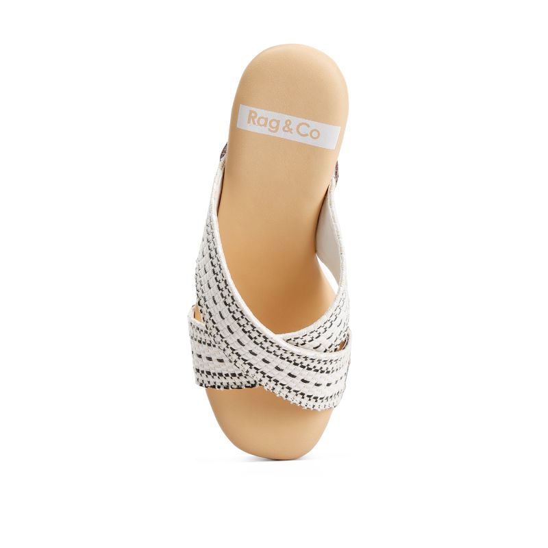 Finley Raffia High Block Heel Clogs In White image