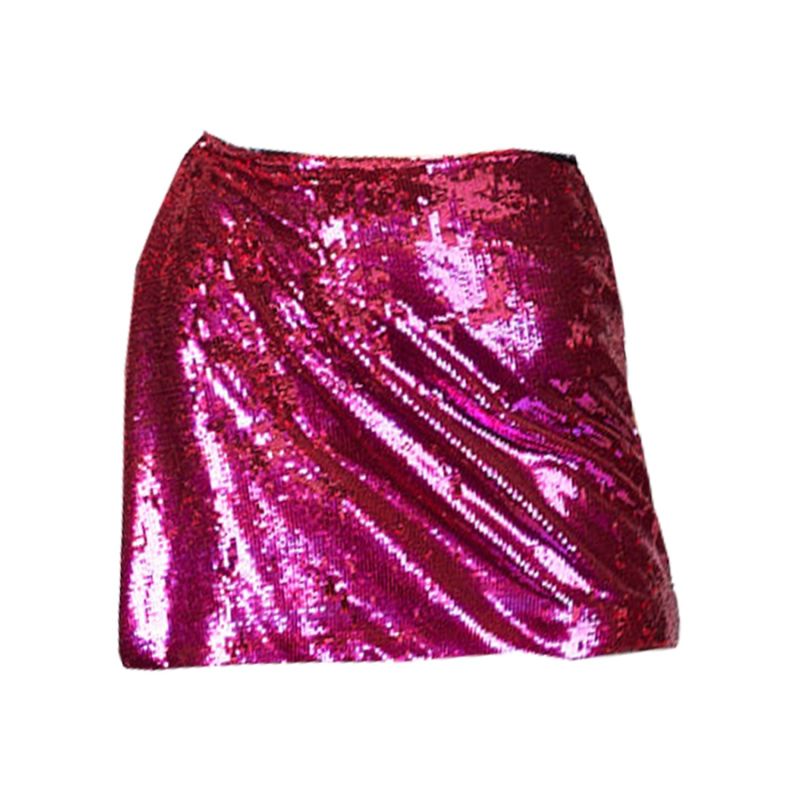 Firey Pink Sequin High Slit Mini Skirt | Formula S7 | Wolf & Badger