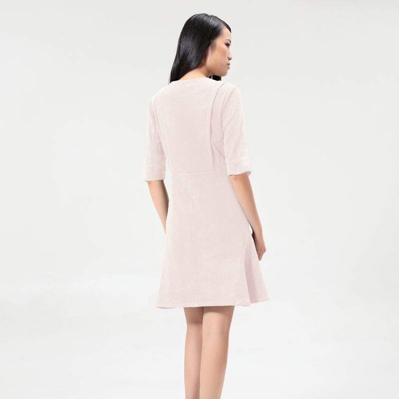 Cream fit and flare dress clearance
