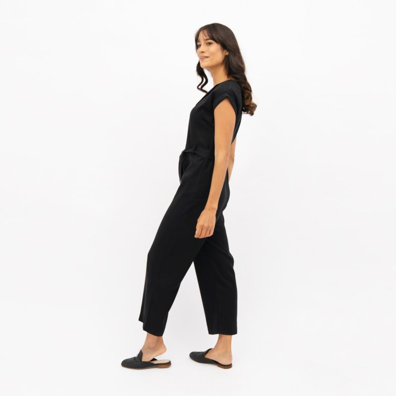 Dakar Tencel Straight Leg Jumpsuit In Licorice Black image