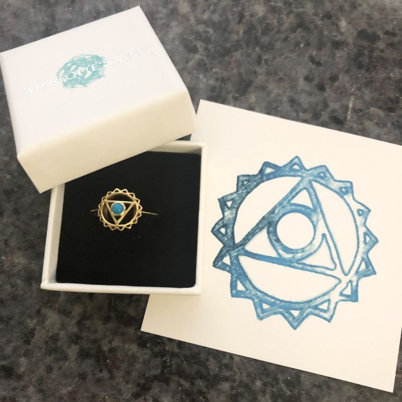 Throat Chakra Gold Vermeil Ring - Turquoise image