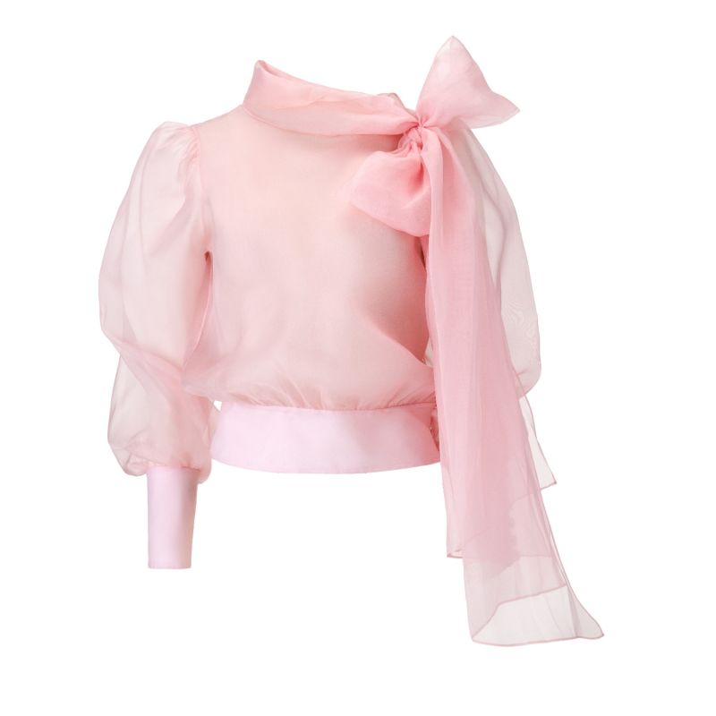 Flawless Pink Bow Organza Blouse image