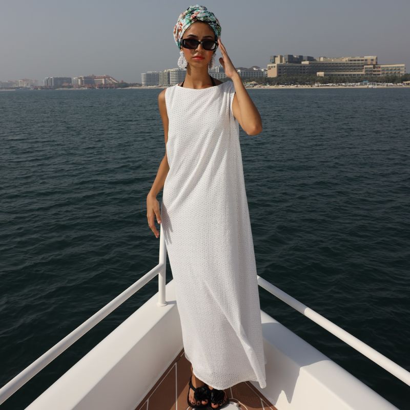 Sleeveles Inner Dress - Round White Eyelet image