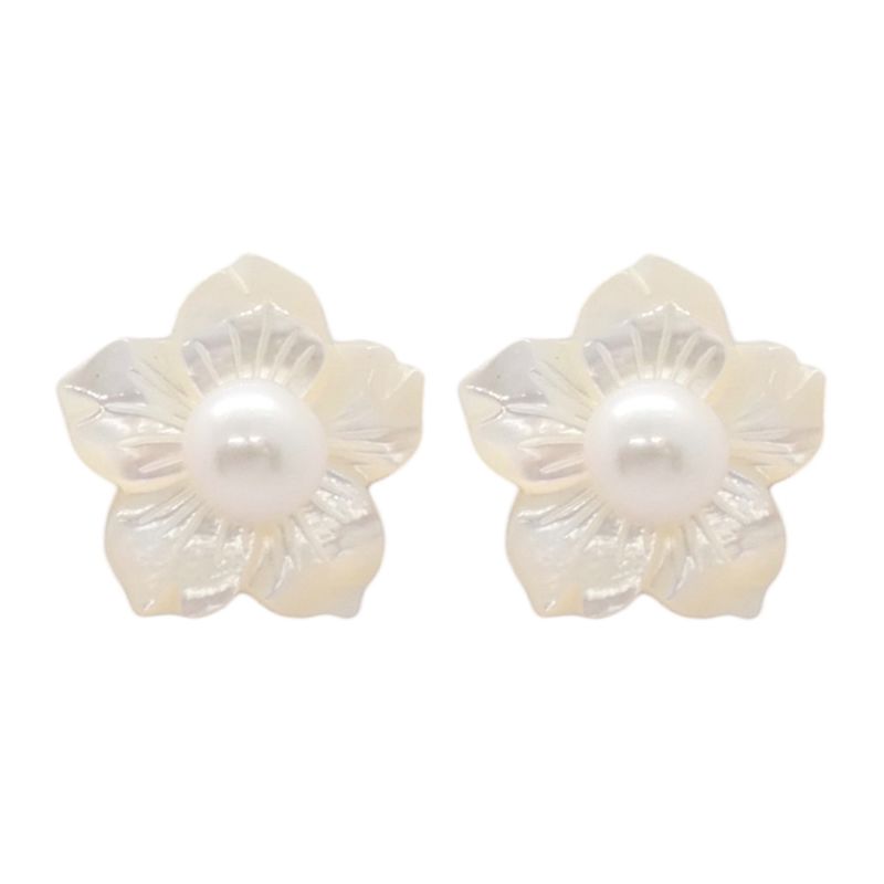 Flora Flower Mother Of Pearl Clip On Earrings image