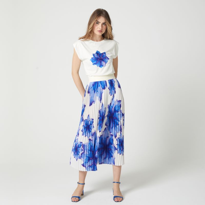 Floral-Print Elasticated-Waist Pleated Recycled Fabric Maxi Skirt image