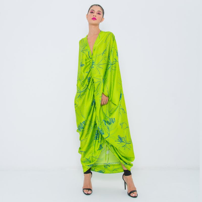 Gathering Lime Satin Shawl