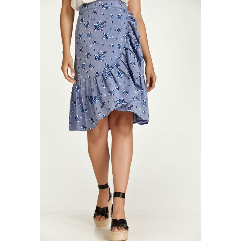 Floral Wrap Ruffle Skirt image