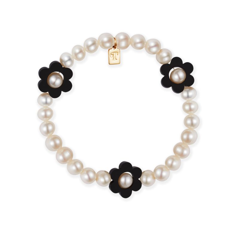 Flower Pearl Bracelet - Black image