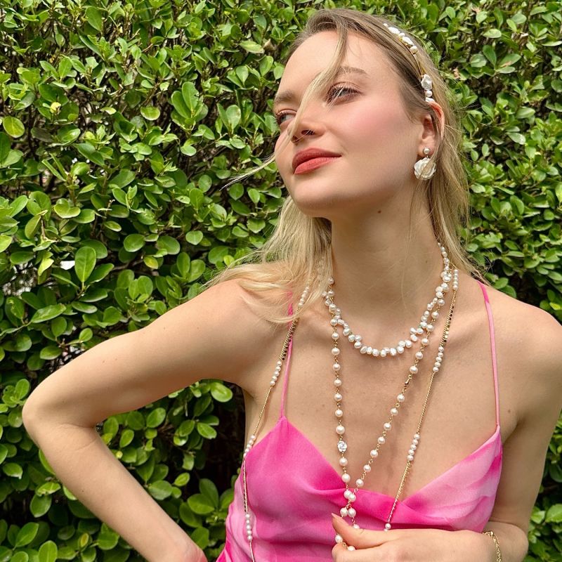 Flower Petal Shaped Freshwater Pearls Necklace image