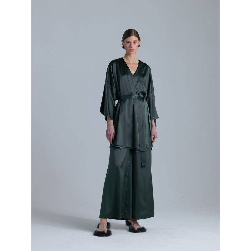 Silk Co-Ord Set 'Muse&Leto' In Rich Green image