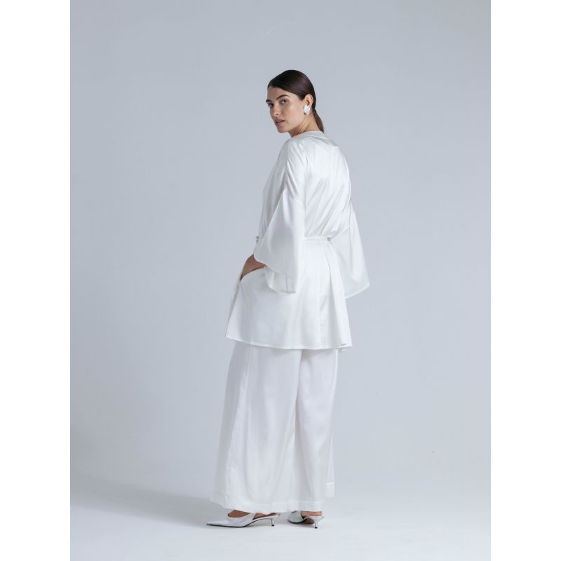 Silk Robe Set 'Muse&Leto' In Milk White image