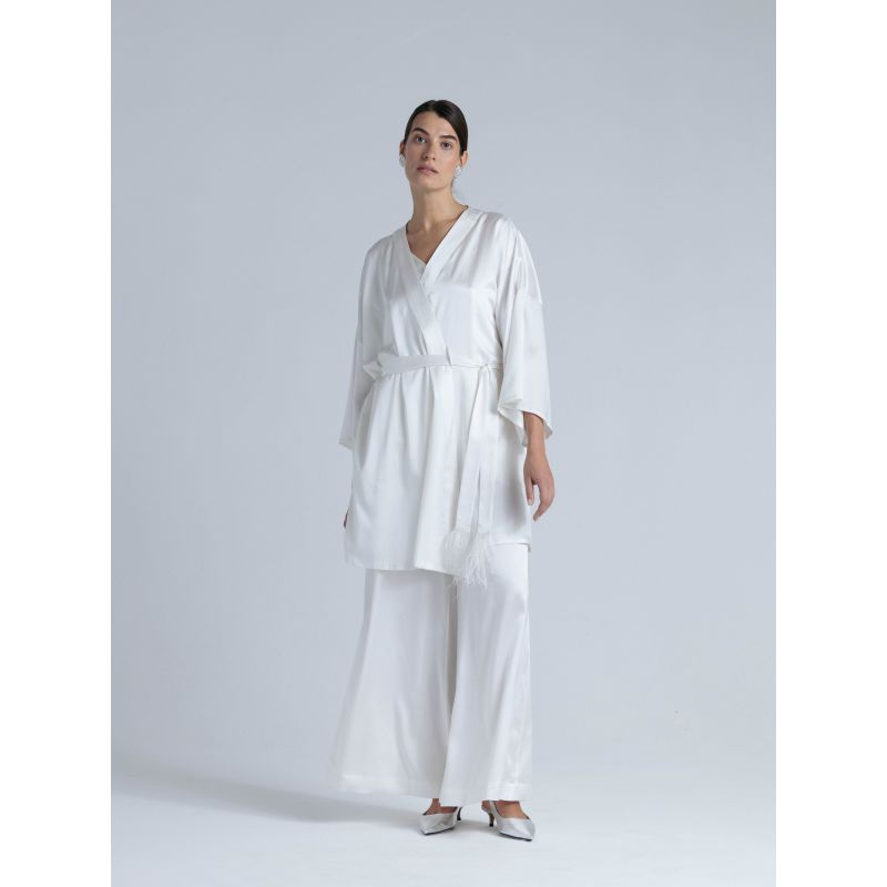 Silk Robe Set 'Muse&Leto' In Milk White image