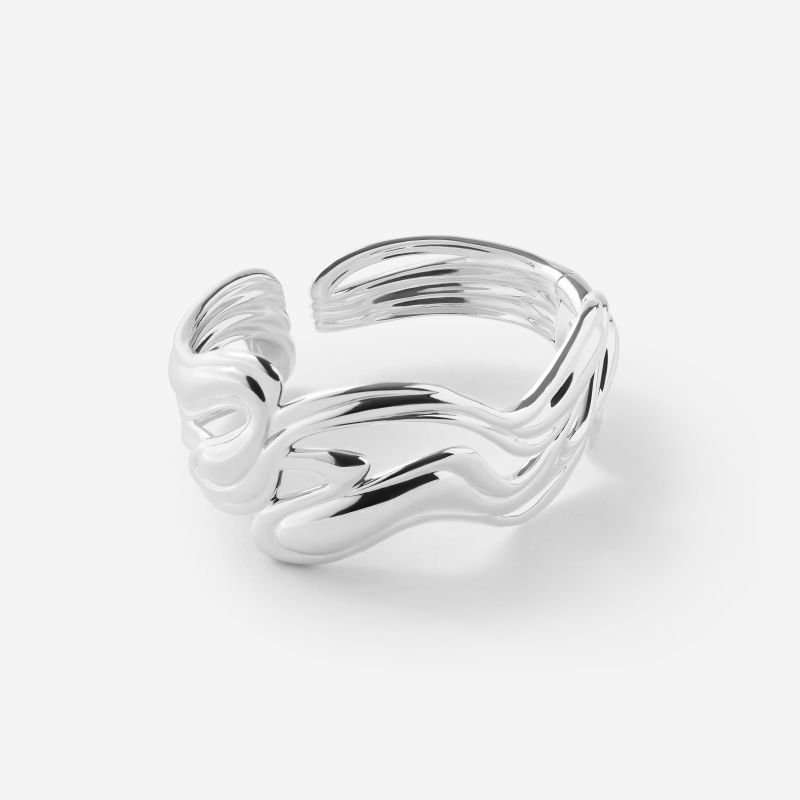 Fluid Motion Silver Bangle image